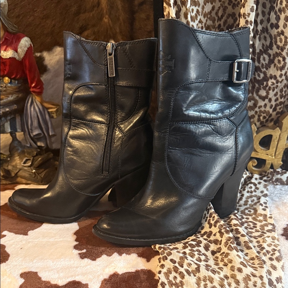 Harley-Davidson Black Heeled Boots